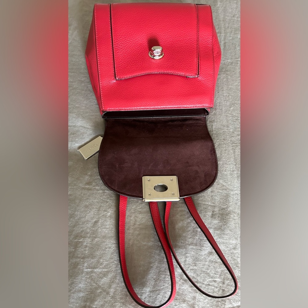 COACH Cassidy Pebble Leather Border Rivets Backpack/Top Handle inBright Cardinal - Picture 10 of 14